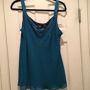 Turquoise Camisole with beaded front detail